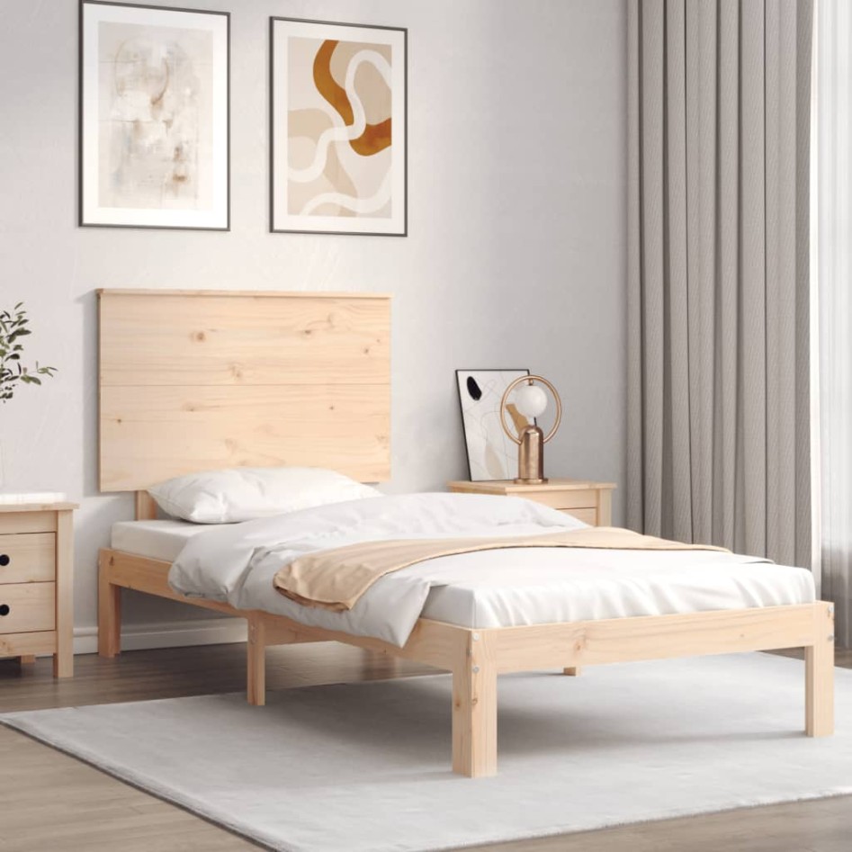 Estructura de cama con cabecero madera maciza 100x200