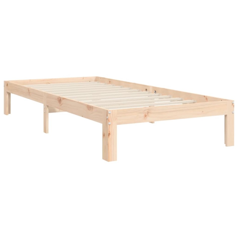 Estructura de cama con cabecero madera maciza 100x200