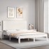 Estructura de cama con cabecero madera maciza blanco 160x200