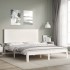 Estructura de cama con cabecero madera maciza blanco 160x200