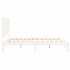 Estructura de cama con cabecero madera maciza blanco 160x200