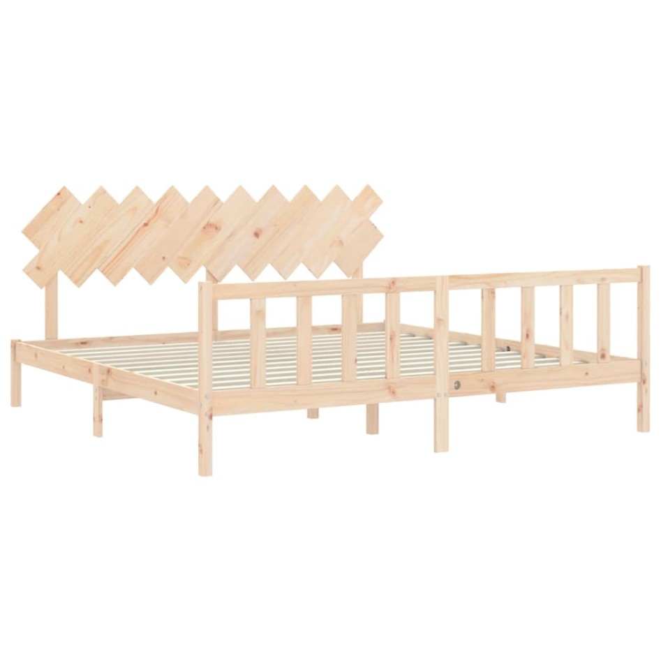 Estructura de cama con cabecero madera maciza 200x200