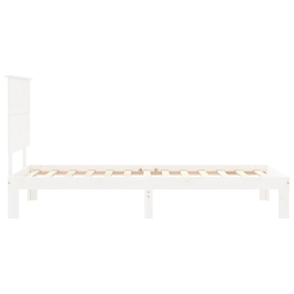 Estructura de cama con cabecero madera maciza blanco 90x200
