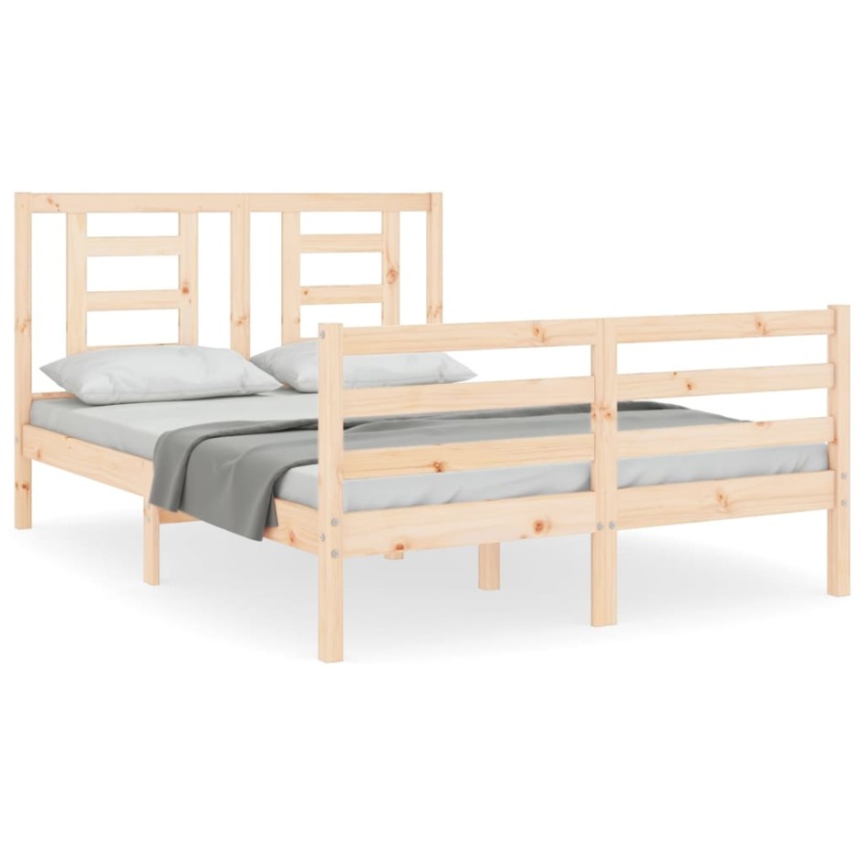 Estructura de cama con cabecero madera maciza 140x190