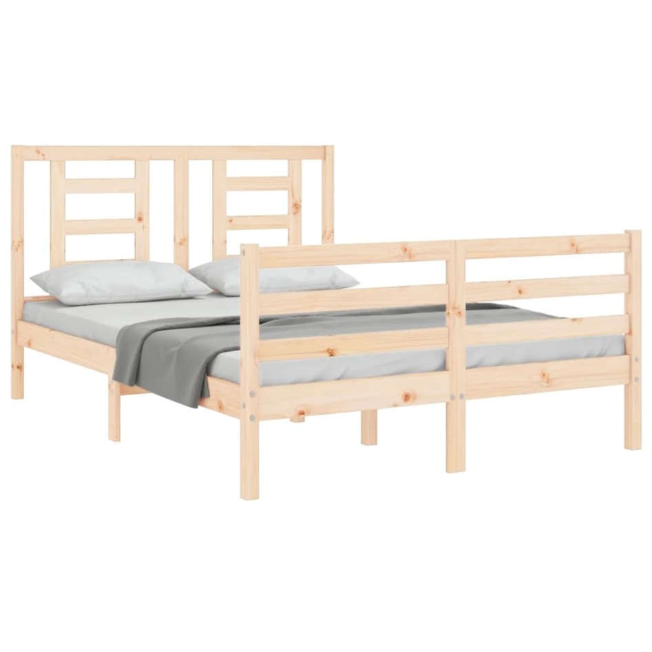 Estructura de cama con cabecero madera maciza 140x190