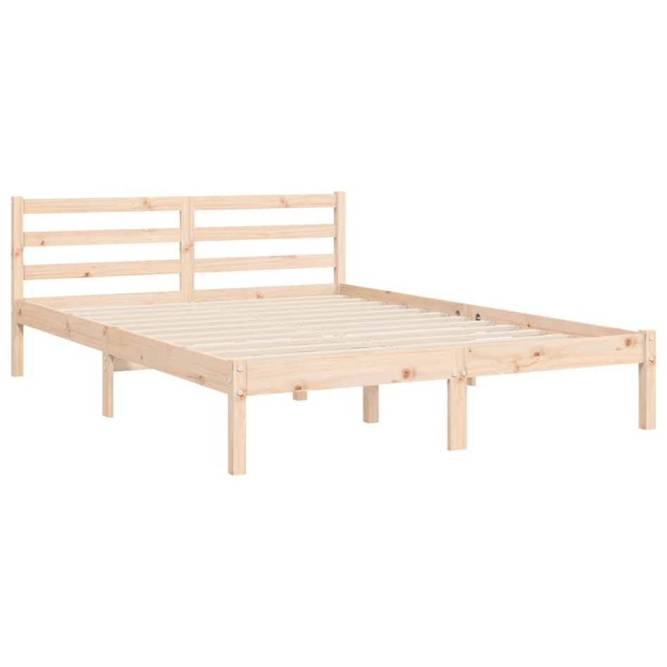 Estructura de cama con cabecero madera maciza 140x190