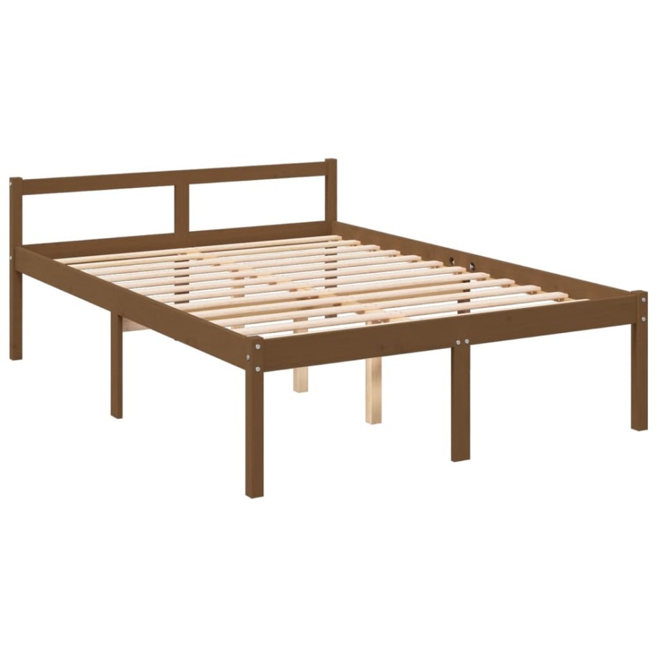 Cama personas mayores cabecero madera marrón miel 140x200