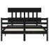 Estructura de cama con cabecero madera maciza negro 120x200
