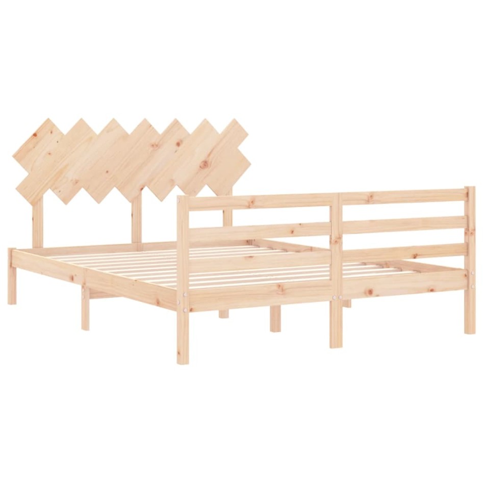 Estructura de cama con cabecero madera maciza 140x190