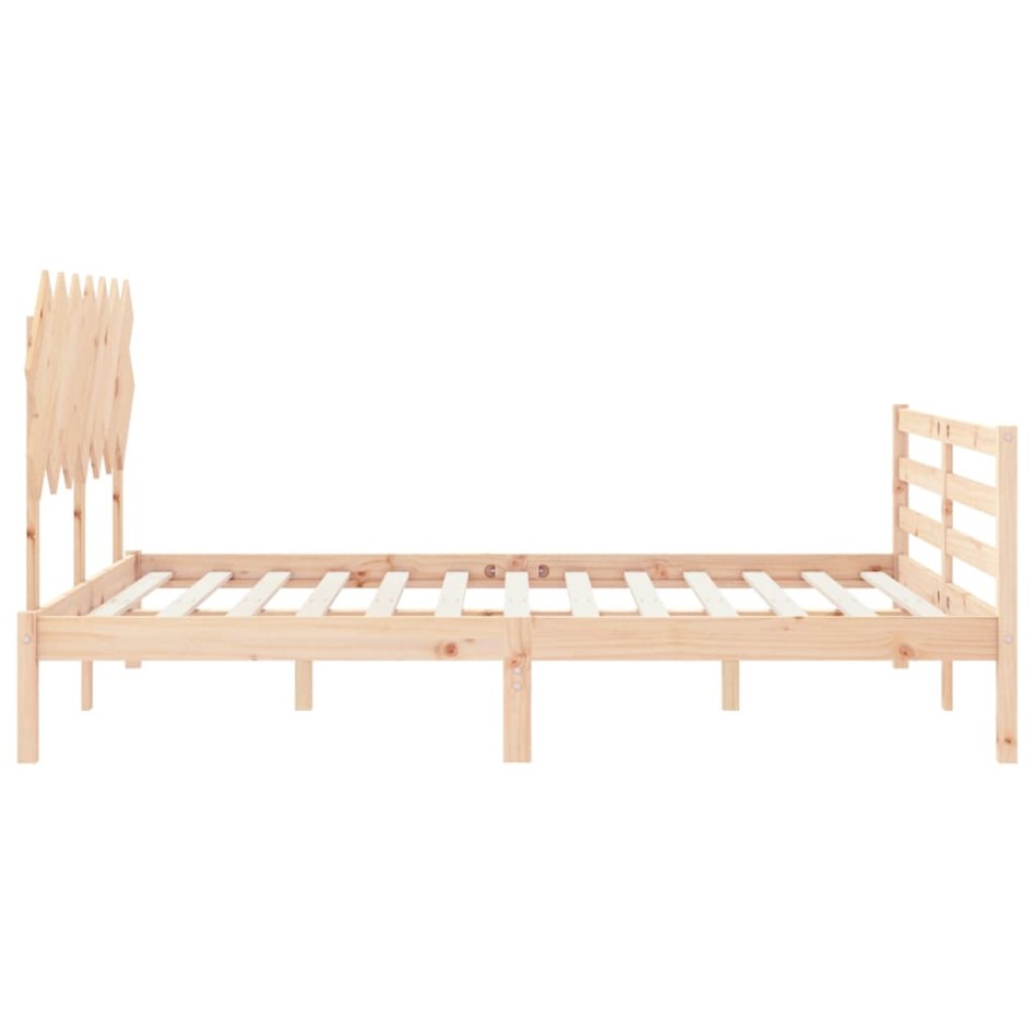 Estructura de cama con cabecero madera maciza 140x190