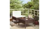Set de muebles de jardín 2 piezas con cojines ratán PE marrón, modelo Made