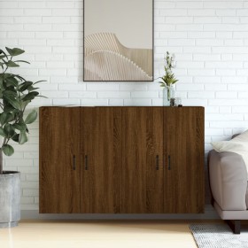 Armarios de pared 2 uds madera de ingeniería marrón