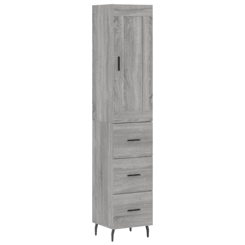 Aparador alto madera contrachapada gris Sonoma 34,5x34x180