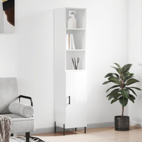 Aparador alto madera contrachapada blanco brillo 34,5x34x180