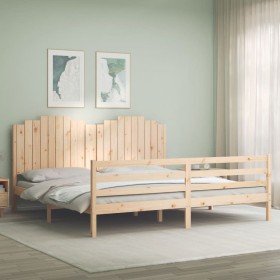 Estructura de cama con cabecero madera maciza 200x200