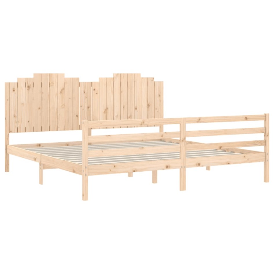 Estructura de cama con cabecero madera maciza 200x200