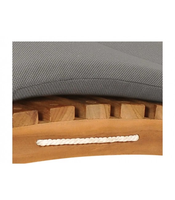 Tumbona plegable con cojín gris, madera maciza de teca, modelo Querops