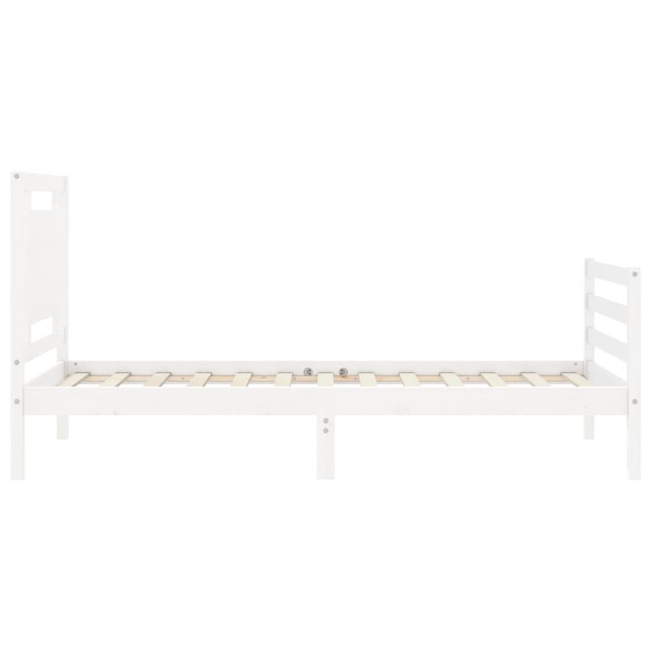 Estructura de cama con cabecero madera maciza blanco 100x200