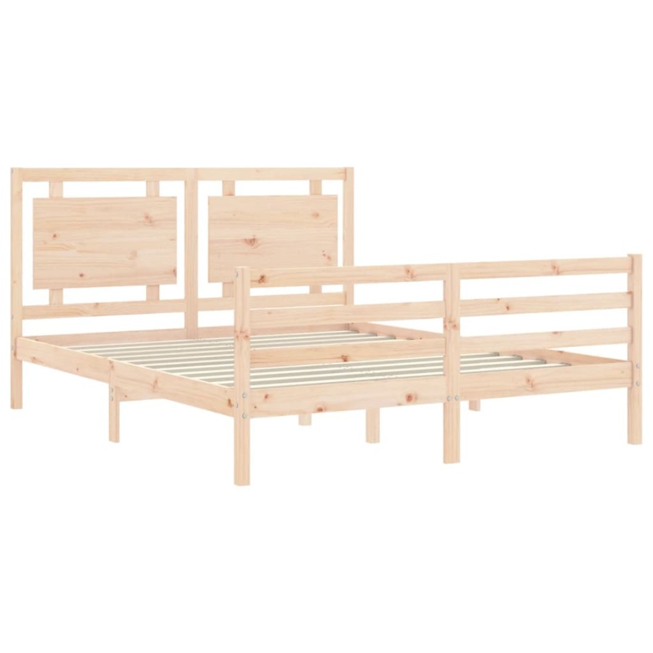 Estructura de cama con cabecero madera maciza 160x200