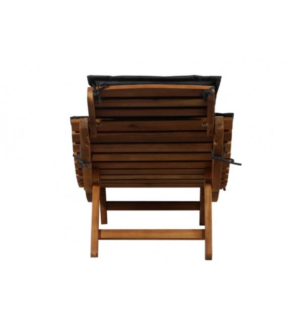 Tumbona plegable con cojín madera maciza de acacia gris oscuro, modelo Cande