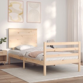 Estructura de cama individual con cabecero madera