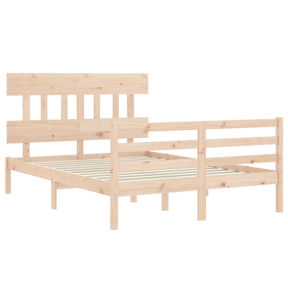 Estructura de cama con cabecero madera maciza 140x190