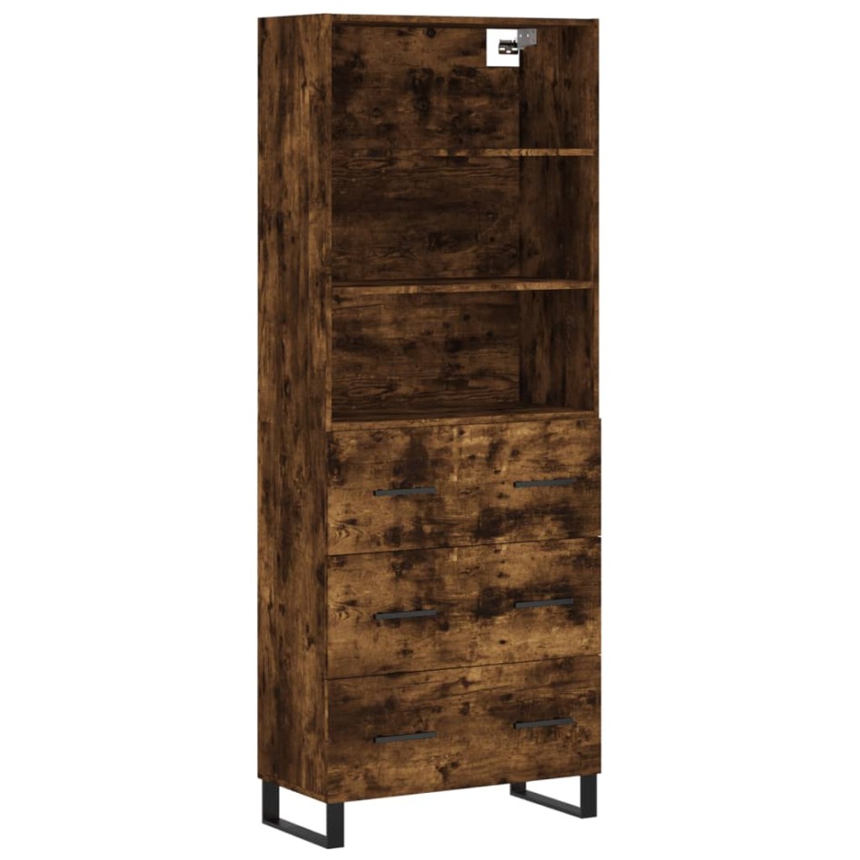 Aparador alto madera contrachapada roble ahumado 69,5x34x180