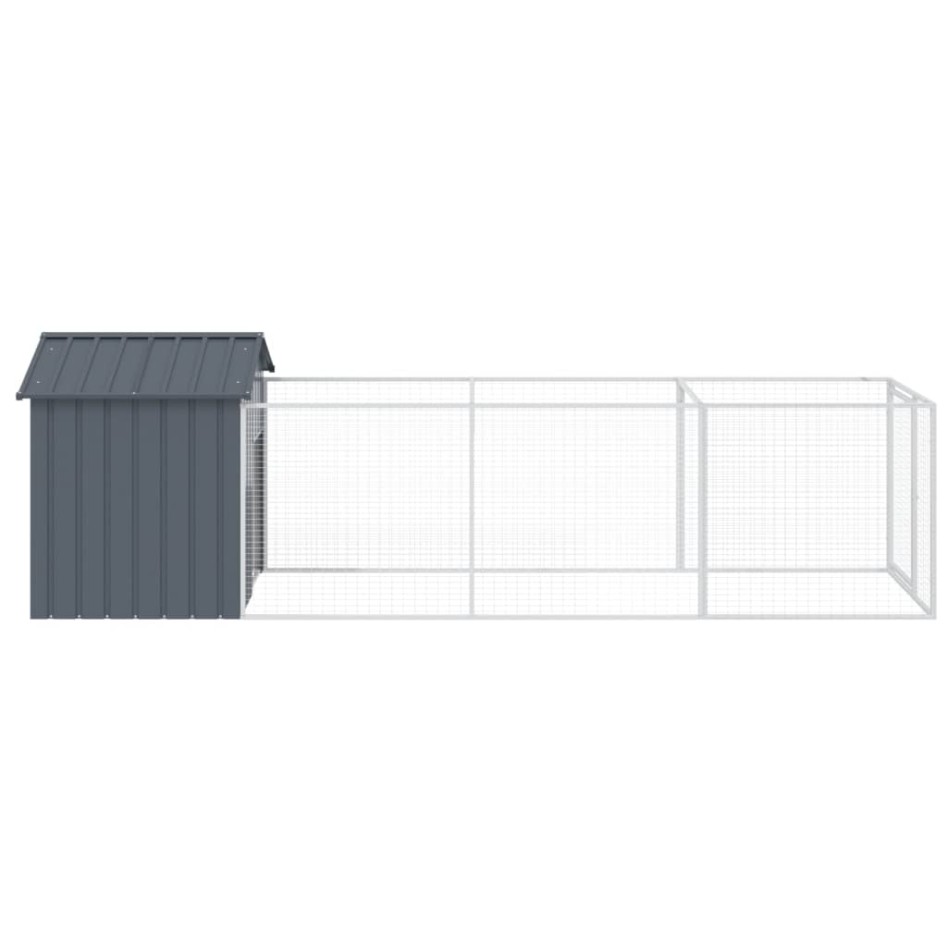 Caseta perros con tejado acero galvanizado gris 117x405x123
