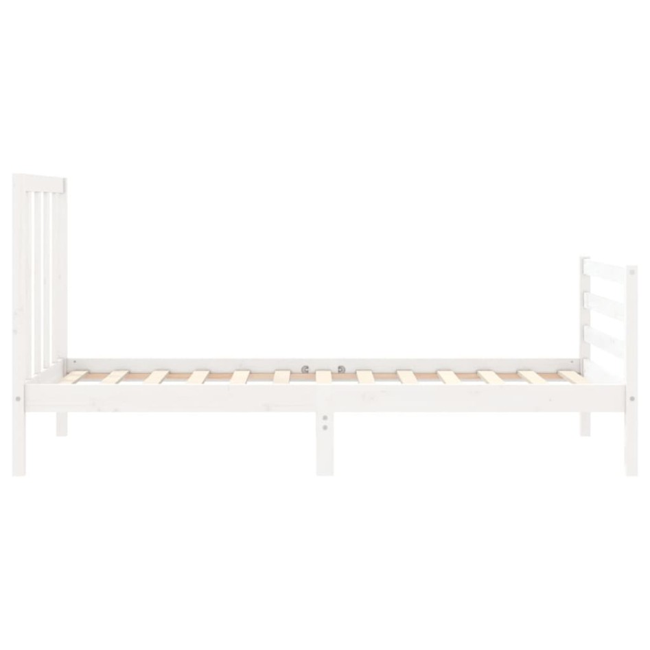 Estructura de cama con cabecero madera maciza blanco 90x200