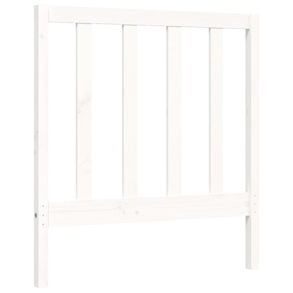 Estructura de cama con cabecero madera maciza blanco 90x200