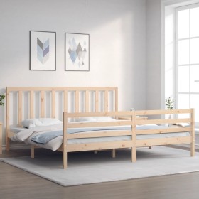 Estructura de cama de matrimonio con cabecero madera