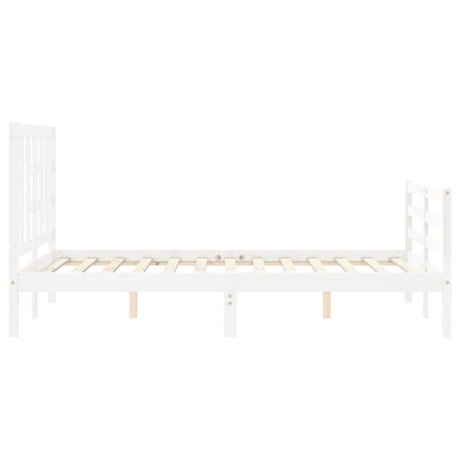 Estructura de cama con cabecero madera maciza blanco 120x200