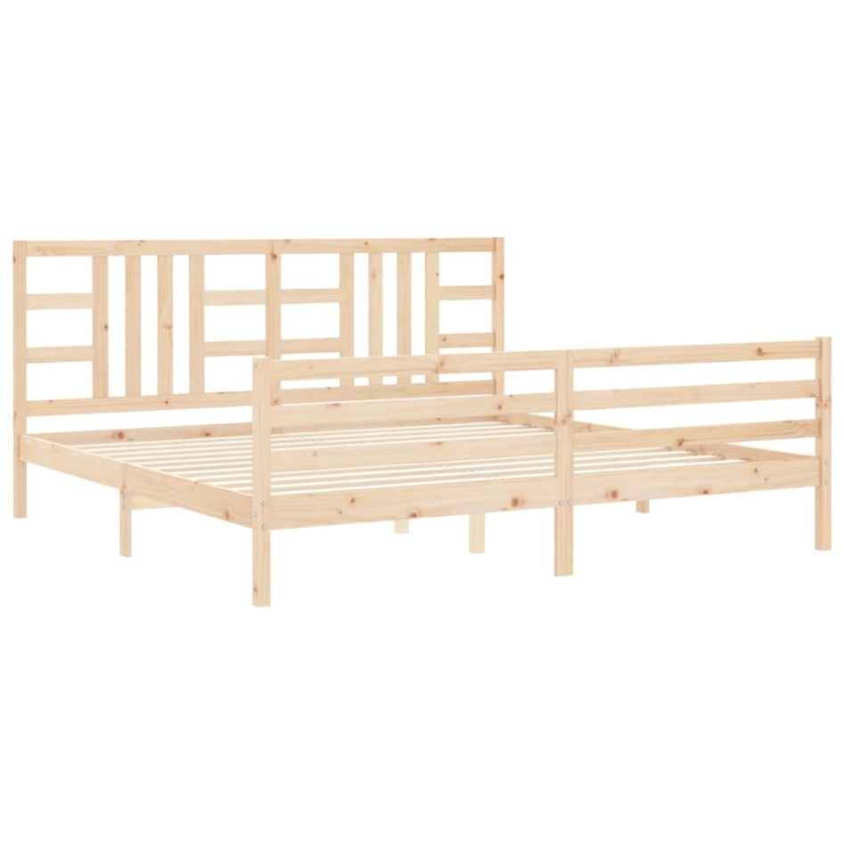 Estructura de cama con cabecero madera maciza 200x200