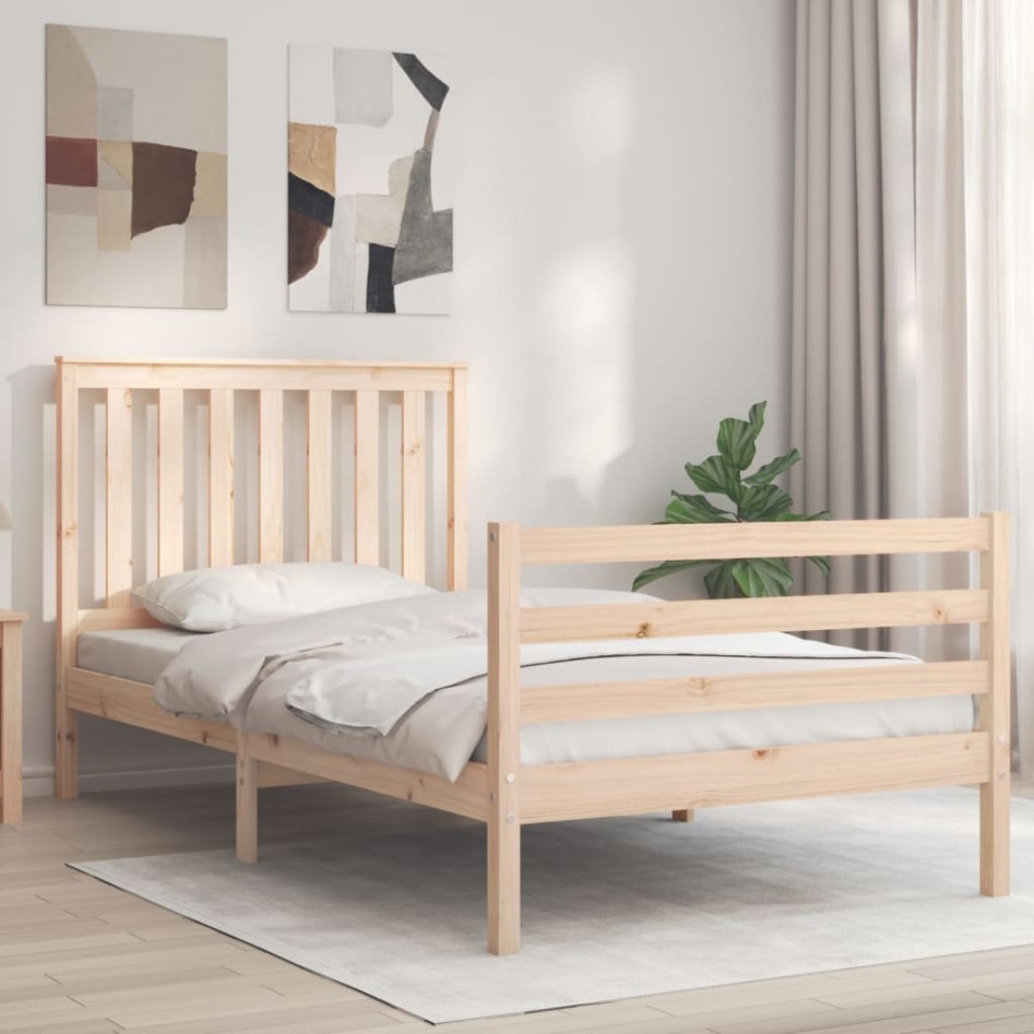 Estructura de cama con cabecero madera maciza 100x200