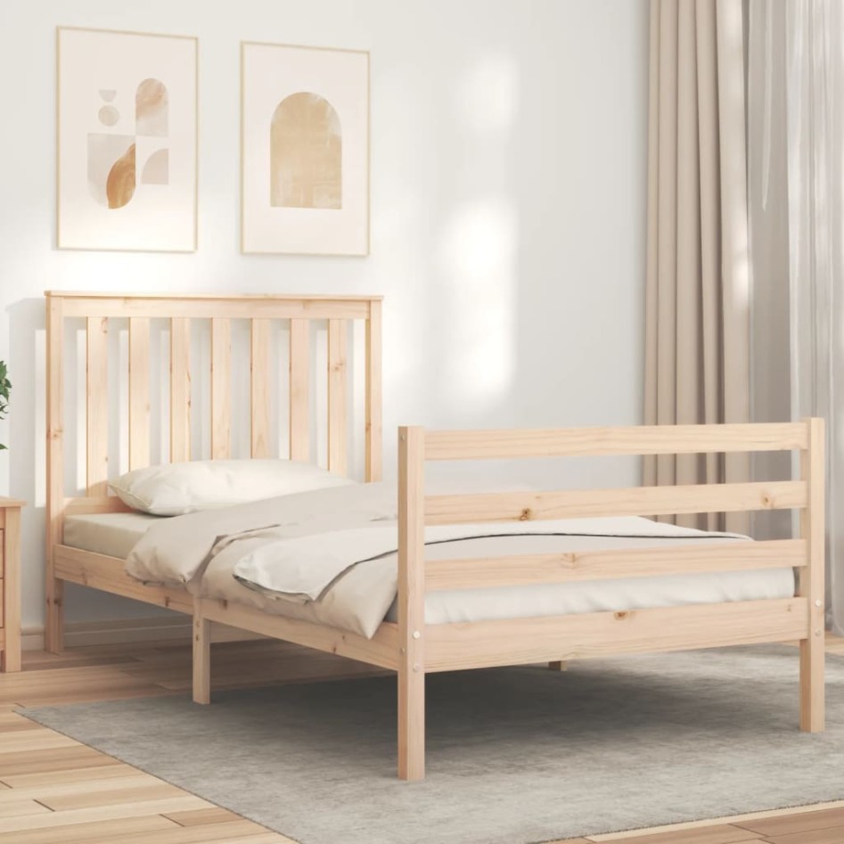 Estructura de cama con cabecero madera maciza 100x200