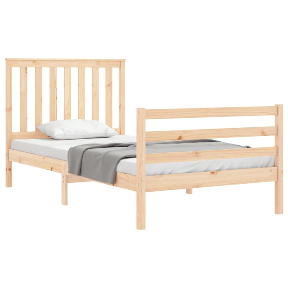 Estructura de cama con cabecero madera maciza 100x200