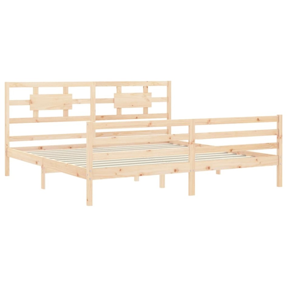 Estructura de cama con cabecero madera maciza 200x200