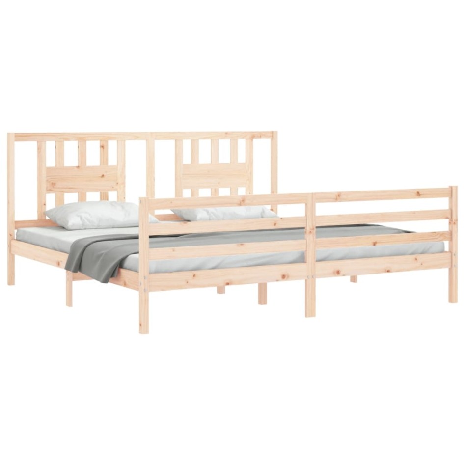 Estructura de cama con cabecero madera maciza 200x200