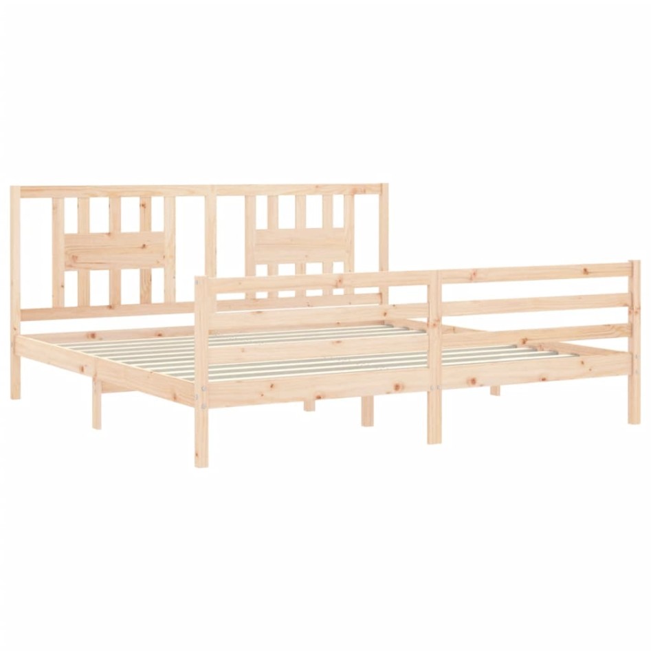 Estructura de cama con cabecero madera maciza 200x200