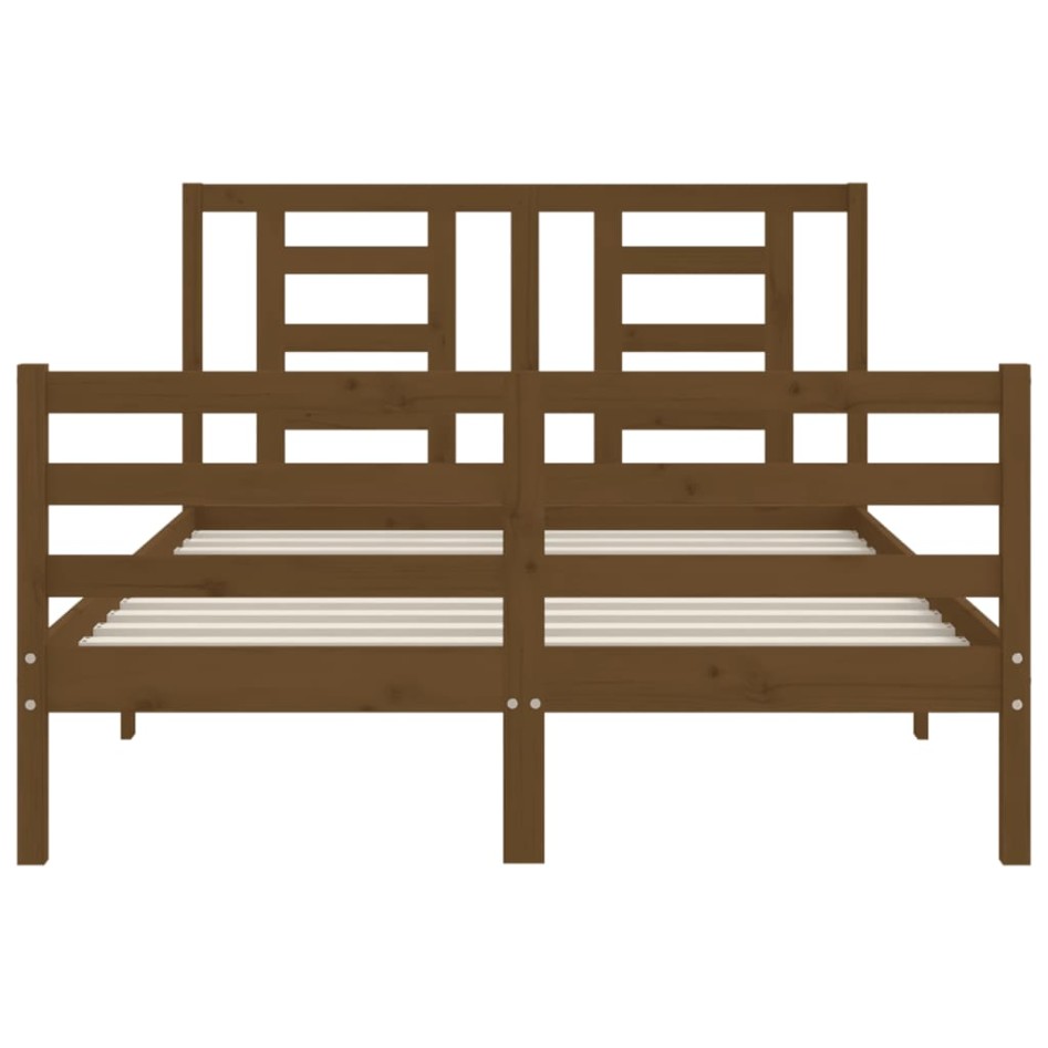 Estructura de cama matrimonio con cabecero madera marrón