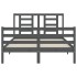 Estructura de cama con cabecero madera maciza gris 140x190