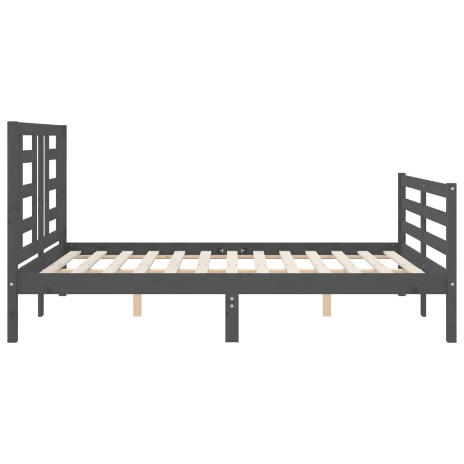 Estructura de cama con cabecero madera maciza gris 140x190