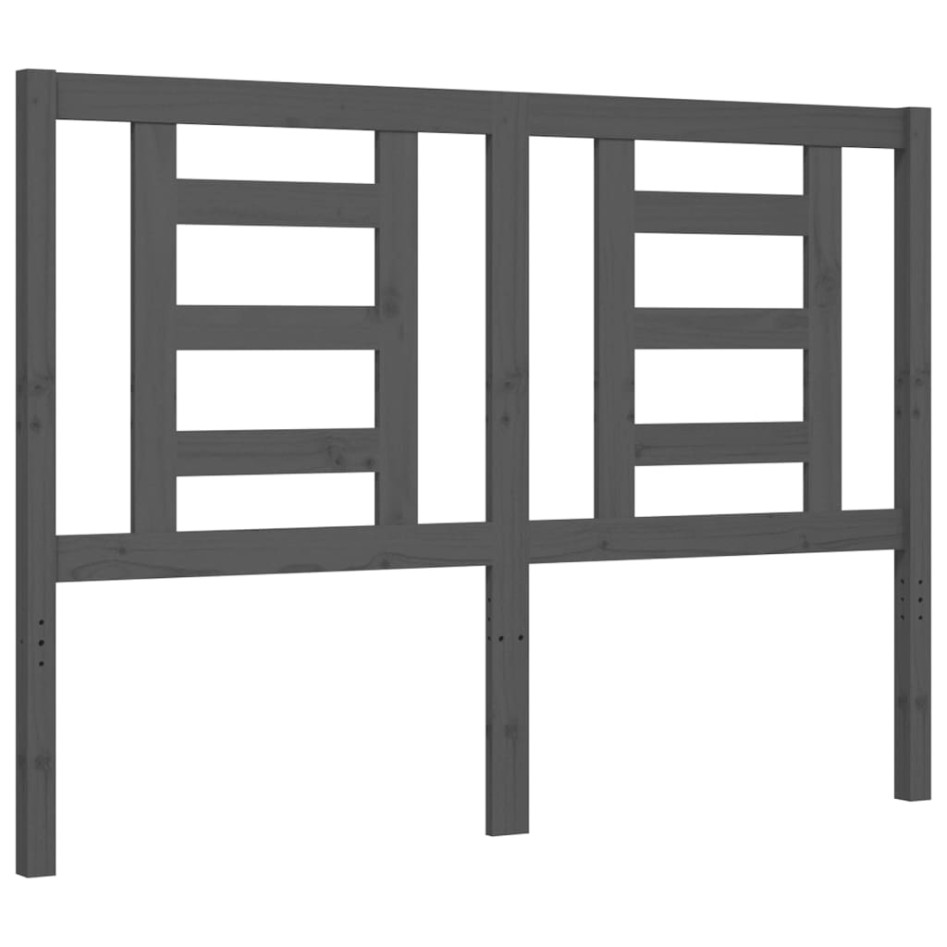 Estructura de cama con cabecero madera maciza gris 140x190