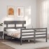Estructura de cama con cabecero madera maciza gris 140x190