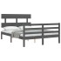 Estructura de cama con cabecero madera maciza gris 140x190