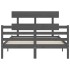 Estructura de cama con cabecero madera maciza gris 140x190