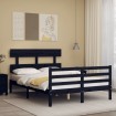 Estructura de cama con cabecero madera maciza negro 120x200 cm