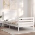 Estructura de cama con cabecero madera maciza blanco 90x200
