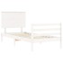 Estructura de cama con cabecero madera maciza blanco 90x200