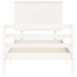 Estructura de cama con cabecero madera maciza blanco 90x200